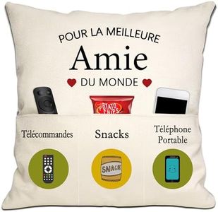 Cadeau d'ami pour Les Femmes Filles Meilleur ami du Monde Housses de Coussin 18x18 Pouces avec 3 Poches pour Les Femmes Cadeau d'anniversaire Cadeau d'amitié Cadeau de Noël (Amie)