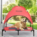 SweetBin S/M/L Outdoor Elevated Dog Cot with Canopy & Side Shade for Camping Small Medium Dogs (Carry Bag), Portable Cooling Raised Dog Bed with and Side for Beach
