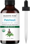 Majestic Pure Organic Patchouli Essential Oil - 100% Pure Patchouli Oil for Aromatherapy, Massage & Topical Uses, Perfect for Diffuser & Essential Oil Diffuser - 1 Fl Oz