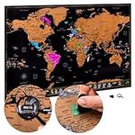 Scratch Off World Map Large 70x42cm | Ultra Detailed World Map Poster - All US States. Scratch Map World Accessories Kit & Gift Tube. Travel Journal Wall Art - Deluxe Cartographic Map by Atlas & Green