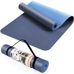 ACTIVE FOREVER Yoga Mat for Women men, Non-Slip, Highly stable TPE Exercise Mat With Carrying Straps, Non-deformable Workout Mat for Pilates, Stretching, Home Gym -183 x 61 x 0.6 CM (Double Blue)