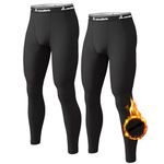 CL convallaria Long Johns Men Thermal 2Pcs Fleece Lined Pants Winter Gear Base Layer Bottoms for Cold Weather