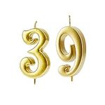 Mart 39th Birthday Candles,Gold Num