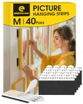 Emitever Picture Hanging Strips Heavy Duty 40 Pairs (80 Strips), No Damage Picture Adhesive Strips, Hook and Loop Mounting Tape Black (M)