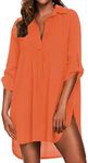 Ekouaer Women's Swimsuit Beach Cover Up Shirt Bikini Beachwear Bathing Suit Beach Dress Orange Red