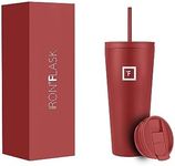 IRON °FLASK Classic Tumbler 2.0-2 Lids (Straw Flip), Vacuum Insulated Stainless Steel Water Bottle, Double Walled, Drinking cup, Thermos Travel Mug - Rusty Red, 32 Oz