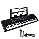 61 Keys Electronic Keyboard MP3 Digital Music Piano Instrument, 16 Instrument Voices & 10 Accompaniment Styles, Kids Teaching with Microphone, USB Cable.