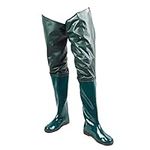 Waders For Men, Fishing Hip Waders Non-slip Waterproof PVC Wading Trousers with Buckle Boots Breathable Hip Boots Green Size 42 1Pair