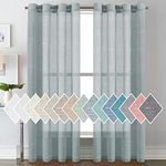 H.VERSAILTEX Linen Curtains Flax Linen Blended Curtain Panels for Living Room/Bedroom Semi Sheer Privacy Curtains 84 inch Length 2 Panels Set Nickel Grommet Window Drapes - Teal