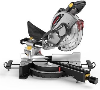 Marvtool 10-inch Sliding Compound Miter Saw, 5000RPM, 15 Amp, Single Bevel 0-45° with Extension Table, 36T Blade, Power Saw for Metal, Plastic, Wood, Laminates