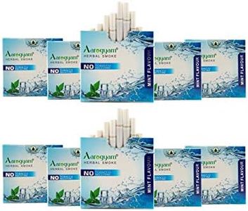 Aarogyam Herbals 100% Tobacco & Nicotine Free Cigarette for Relieve Stress & Mood Enhance Product for Smokers - (10 Sticks in Each Packet) (MINT FLAVOUR, Pack of 10)