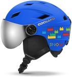 Odoland Kids Ski Helmet with 2-in-1 Visor Goggles for Boys & Girls, Adjustable Snowboard Helmet with Magnetic Buckle Strap for Children Ages 5-12 Skiing & Snowboarding, Matte Blue, S