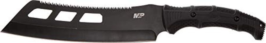 Smith & Wesson M&P Extraction & Evasion Cleaver 16.5in S.S. Full Tang Fixed Blade Machete with Rubber Handle, Sawback and Sheath for Outdoor and Survival