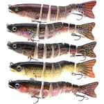 5PCS Fishing Lures for Bass, Topwater Trout Lures, Multi Jointed Swimbaits, Slow Sinking Hard Baits Fishing Lures, Swimming Lures for Freshwater Saltwater, Lifelike Fishing Lures Kit (5pcs-18g)