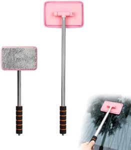Dual Magnetic Car Windshield Cleaner Microfiber Car Window Cleaner Kit (Pink)