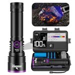 Shadowhawk 365nm UV Torch with Filter Lens - 30W Black Light Rechargeable 4-Core UV Light with LCD Display, Ultraviolet Flashlight for Rock Hunting/Pet Urine Detection/Resin Curing/Golf Ball/Scorpion