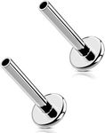 MS CUTE 2Pcs Tragus Piercing Jewelry, Threadless G23 Solid Titanium 16G Replacement Post Bar of Flat Back Earrings in Helix Cartilage Tragus Earrings for Women Men-Silver 8MM