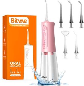 Bitvae Water Dental Flossers for Teeth, Cordless Flosser with 3 Modes & 5 Intensities, Water Teeth Cleaner Picks for Cleaning, IPX7 Waterproof & Rechargeable, Portable for Travel, Pink