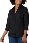 Riders by Lee Indigo Women's Bella 3/4 Sleeve Woven Shirt, Black Soot, Large