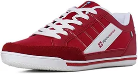 Alpine Swiss Stefan Retro Sneakers for Men | Stylish Low-Top Shoes with Suede Trim | Perfect for Casual Footwear | Fashion Sneakers | Mens Tennis Shoes Red Size 7