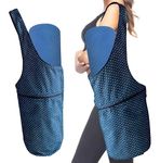 FOM (Friends of Meditation) Yoga Mat Bag With Large Size Pocket|Yoga Mat Tote Sling Carrier|Multi-Functional, Stylish And Portable (Denim Print)