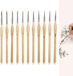 11 Pcs Miniature Detail Paint Brush Set with Natural Wood Handle,2024 New Miniature Paint Brushes,Mini Small Painting Brushes for Art, Crafts, Acrylic, Watercolor, Oil, Model, Face(Natural)