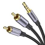 MOSWAG 3.5mm to 2RCA Male Cable Audio Adapter 6.6ft/2M RCA Auxiliary Hi-Fi Sound Shielded Stereo RCA Y Splitter Cable Cord Metal Shell Compatible with Smartphone Speakers Tablet HDTV MP3 Player