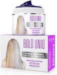 Bold Uniq Purple Hair Mask - Toner For Blonde, Platinum, Bleached, Silver, Gray, Ash & Brassy Hair - Remove Yellow Tones & Condition Dry, Damaged Hair - Cruelty Free & Vegan - 6.76oz