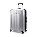 SWISSGEAR Chrome Medium Luggage - Hardside Expandable Spinner Luggage 24-Inch., Silver