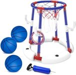 Pool Basketball Hoop for Swimming Pool, Floating Basketball Hoop Pool Game with 3 Basketballs, Summer Pool Floating Toy for Adults Family Teens