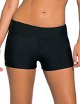 Bsubseach Black Plus Size Swim Shorts Womens Elastic Waist Boyshorts Beach Bikini Bottom Boardshorts 2XL