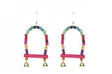 KSK Colorful Parrot Swing Wooden Bird Toy, Cage Accessories, Best for Lovebird/Parrot/Pet, Bird, Parrot, Parakeet, Budgie, Hammock Swing Toy Hanging Toy(Pack of 2 nos)