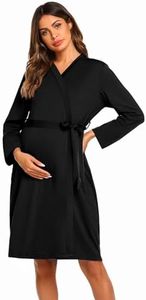 Ekouaer Postpartum Robe Nursing Gown for Women Breastfeeding Mommy Robes for Hospital Black XL