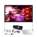 Pyle Projector Screen with Stand - 100" 16:9 HD 4K Portable Lightweight Freestanding Foldable Indoor Outdoor Movie Projection Display with Frame for Home Theater