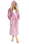 CityComfort Dressing Gown for Women, Fluffy Hooded Bathrobe (Orchid Pink, L)