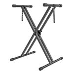 GLEAM Keyboard Stand ELectric Piano Stand - Heavy Duty Double X Style with Locking Straps, Fits 54-88 Key Electric Pianos, DJ mixers, Turntables, Synths and Midi Keyboards. Load Capacity 100LB