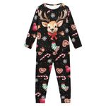 Coloranimal Christmas Pajamas Child Pjs Christmas Reindeer Pajamas Sets 2Pcs Xmas Cane Sleepwear Xmas Party Night Long Sleeve Nightwear Loungewear Outfit 5-6Years