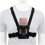 Adjustable Elastic Belt Body Mount Chest Strap Harness with J Hook Thumb Screw adapters, and 360 Degree Rotating Phone Bracket Holder for Gopro 11 10 9 8 7 6 5 and Insta 360 Cameras and Mobile Phones