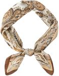 GERINLY Silk Square Scarf with Paisley Prin Boho Neck Wrap for Men Italian Scarves Cravat (R-Gold)