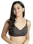 Clovia Women's Cotton Rich Solid Non-Padded Full Cup Wire Free T-Shirt Bra (BR0790P05_Dark Grey_36C)