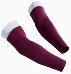 KUTFTBL Two-Tone Overlapping Football Arm Sleeves 2-in-1, Compression Support, Moisture-Wicking Fabric, Non-Visible Branding, Adult Size – Maroon & White