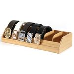 B4Life Belt Organizer, 7 Compartments Belt Display Rack for Men, Bamboo Belt Holder for Closet and Drawer, Belt Display Case Belt Box Belt Storage Organizer for Wall Belt Hangers (Yellow)