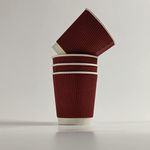 PARICOTT-Disposable Ripple Paper Cup for Hot Coffee/Drinks for Party (200 ml, Maroon) (Pack of 100pcs)