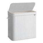 SONGMICS Laundry Hamper with Lid, Bamboo Laundry Basket, Removable Machine Washable Hamper Basket, with Handles, 150 L, for Laundry Room, Bedroom, Washroom, Cloud White LCB062W01