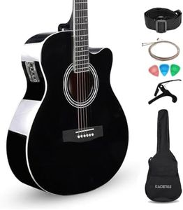 Kadence Frontier 40" Electro Acoustic Guitar Grand Auditorium Cutaway Comes with Bag, Set Of Strings, Strap, Picks, Capo EQ Includes Learning Course Glossy Black