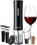 muson Electric Wine Opener, Automatic Corkscrew with Foil Cutter, 2 Vacuum Stopper, Aerator Pourer, Wine Bottle Opener Battery Operated 4-in-1 Gift Set for Wine Lover Home Kitchen