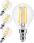 FLSNT E14 LED Light Bulb 60W Equivalent, 6.5W Small Edison Screw P45 E14 Golf Ball Bulbs, G45 Mini Globe LED Filament SES E14 Bulb 2700K Warm White, 806LM, Clear Glass, Non-Dimmable, Pack of 4