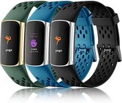 Maledan Compatible with Fitbit Charge 5/ Charge 6 Bands Men Women - 3 Pack Sport Band Soft Waterproof Replacement Wristbands Breathable Strap for Fitbit Charge 5/ Charge 6, Green/Black/Slate Blue