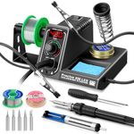 Preciva 926 LED Soldering Iron Kit, 90℃-480℃ Soldering Station with 2 Helping Hands, 130W Digital Display Portable Solder Station, Auto Sleep Mode, Temperature Lock Function, with 5 Tips (UK Plug)