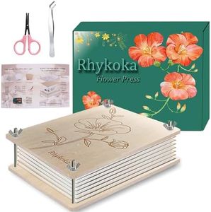 Rhykoka Professional Flower Press, 8 Layers 6.3x8.3 inch (16x21cm) Wooden Flower Press Kit/Flower Pressing for Kids Adults, Great Gift for DIY Flowers Lovers (Wooden)